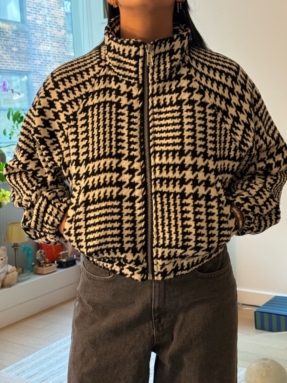 Forever 21 Gingham Black and White Jacket